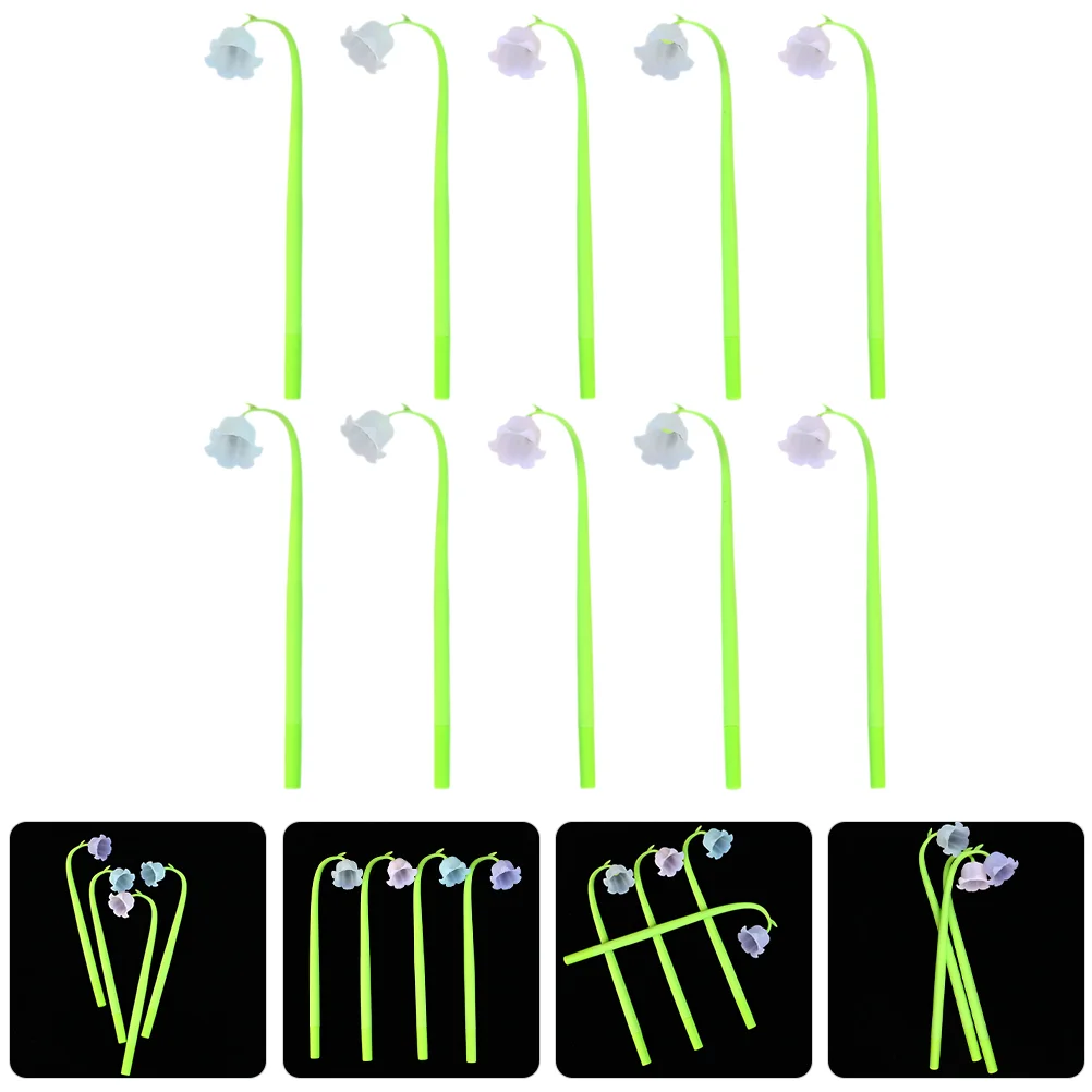 

Flower Gel Pens Lily The Valley Pen Creative Simulation Flowers Gel Ink Pen Silicone Ballpoint Pen Home Office