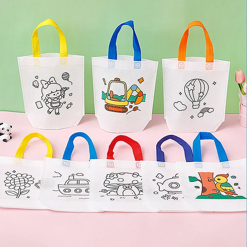DIY Coloring Doodle Bags Party Gift Bag for Kids Toy Storage Bag Eco Non-Woven Fabric for Children Party Gift Drawing Toys educational toys drawing toy educational drawing toy graffiti bags