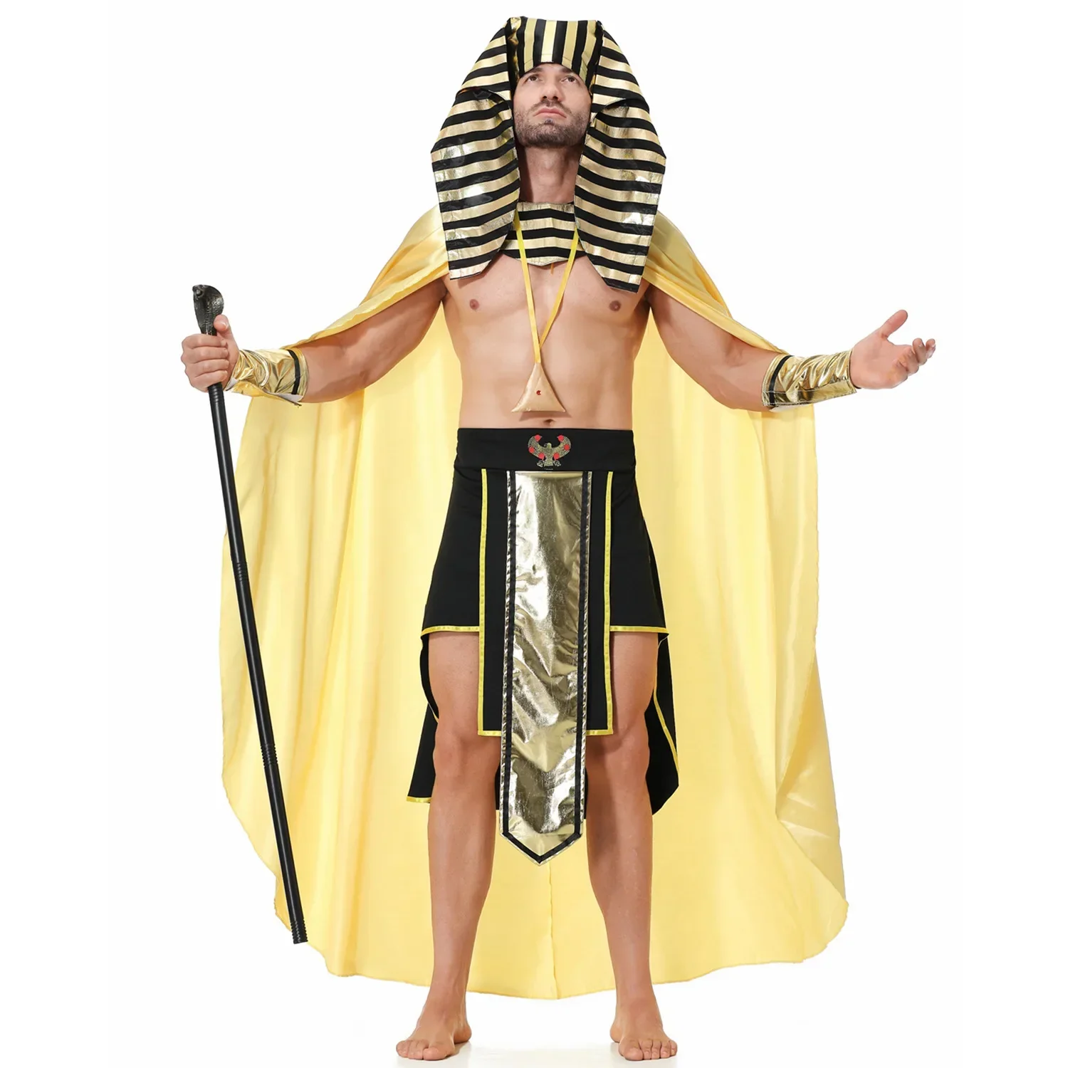 Halloween Mens Egyptian Pharaoh Costume Suit Adult King of Egypt King Tut Cosplay Outfits Sets - Image 2