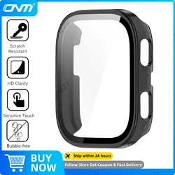 All - Around Hard PC Protective Watch Case with Tempered Glass Screen Protector (Black)