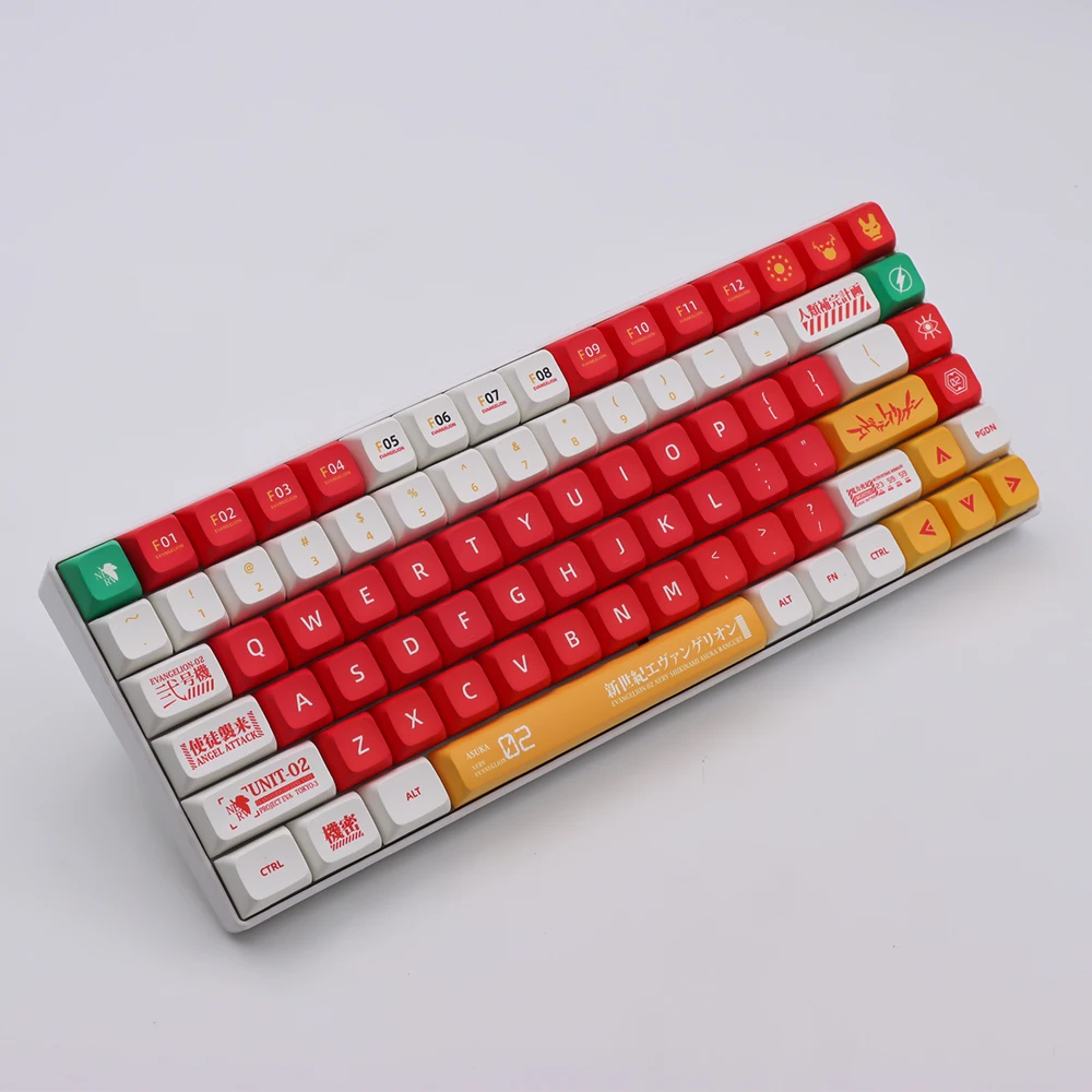 Chaves Conjunto Eva 02 Tema Keycaps Pbt Tintura Sub Tampões Chave para mx Switch Teclado Mecânico Xda Cherry Perfil Keycap 134 - Imagem 5