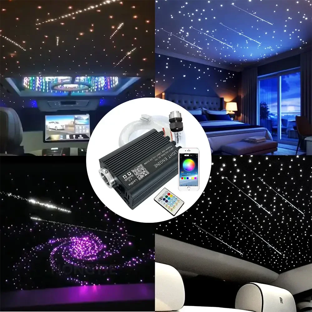DC12V 16W RGBW Car Roof Star Lights 500pcs Twinkle LED Fiber Optic Star Ceiling Light kits for Starry Sky Optical fiber Lighting fiber optic lamp fiber optic ceiling kit
