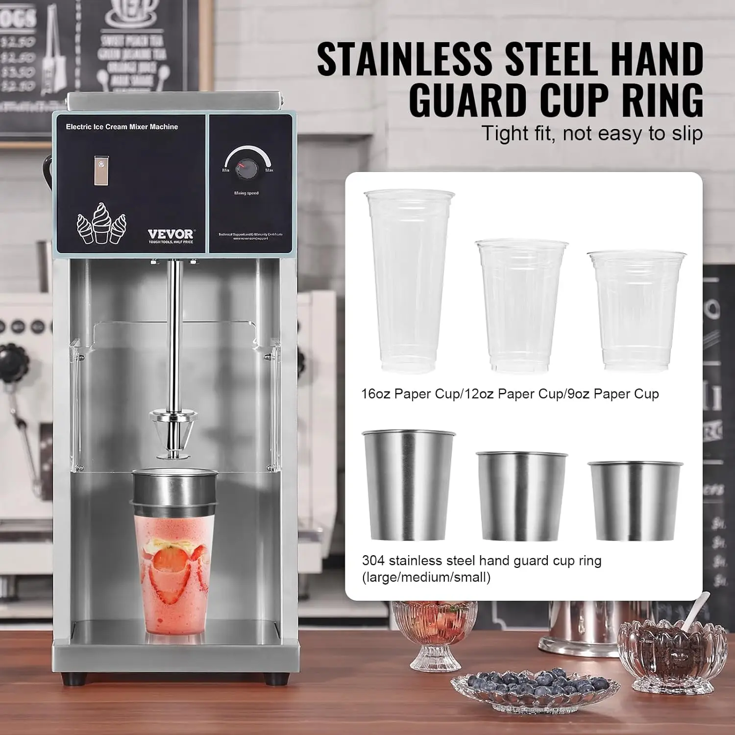 Frozen Yogurt Blending Machine 400W, Yogurt Milkshake Ice Cream Mixing Machine 4200RPM, Stepless Speed Adjustment