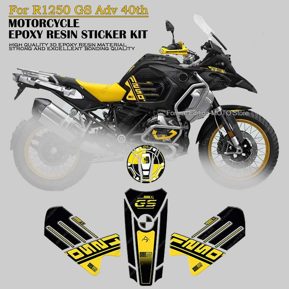 Motorcycle Tank Pad Sticker Kit Waterproof Scratch-Resistant 3D Epoxy Resin Sticker for BMW R1250 GS Adventure 40th 2021 2022 stickers toe protection 3d epoxy resin sticker protection decal for bmw r1250 gs r 1250 gs edition 40th 2021