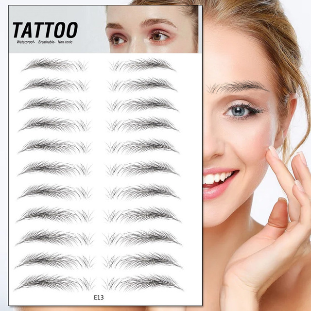 Hair-like Eyebrows Waterproof Water Transfer Stickers Makeup Eyebrow Tattoo Sticker Lasting False Eyebrow Patch Stickers