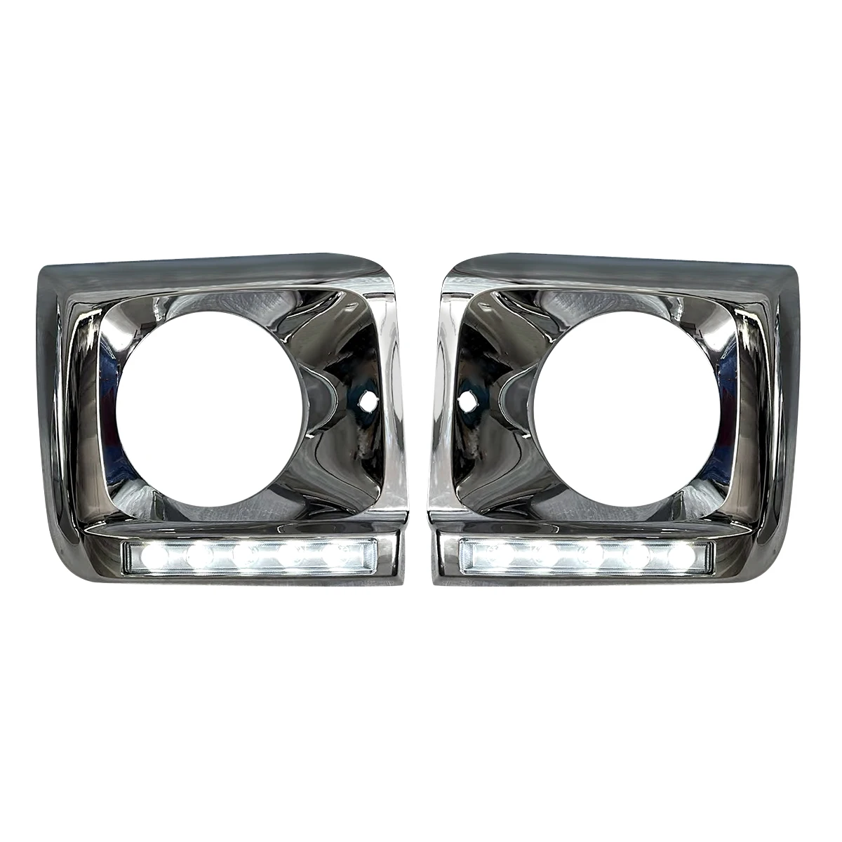 Headlight Trim Bezel With LED Fits Mercedes-Benz G Class W463 G550 G500 G63 1990 1991 1992 1993 1994 1995-2018 Chrome Black