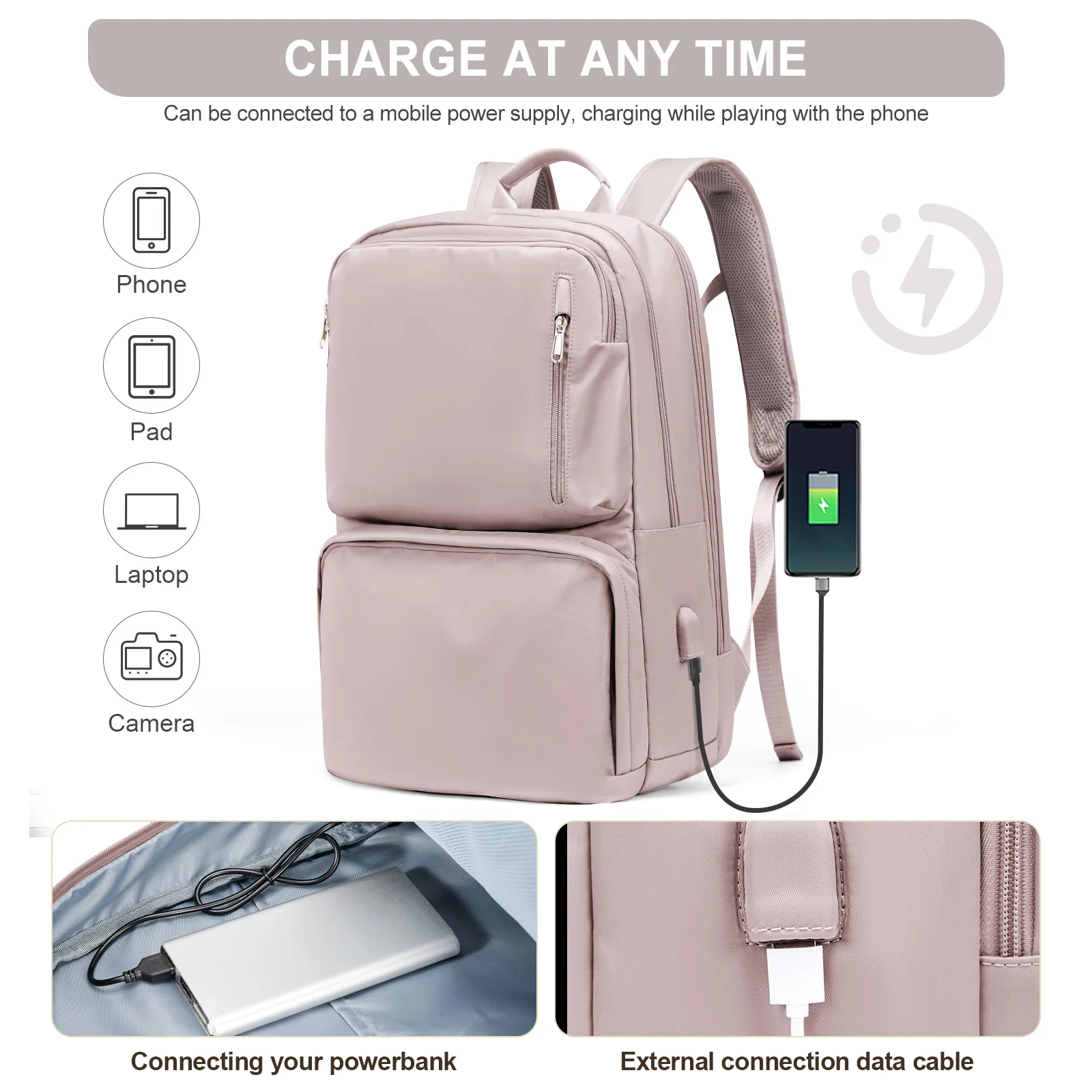 Vacation style women's backpack Multifunction Travel Backpack, College Laptop Schoolbag Weekend Ovenight backpack Work Ita Bag