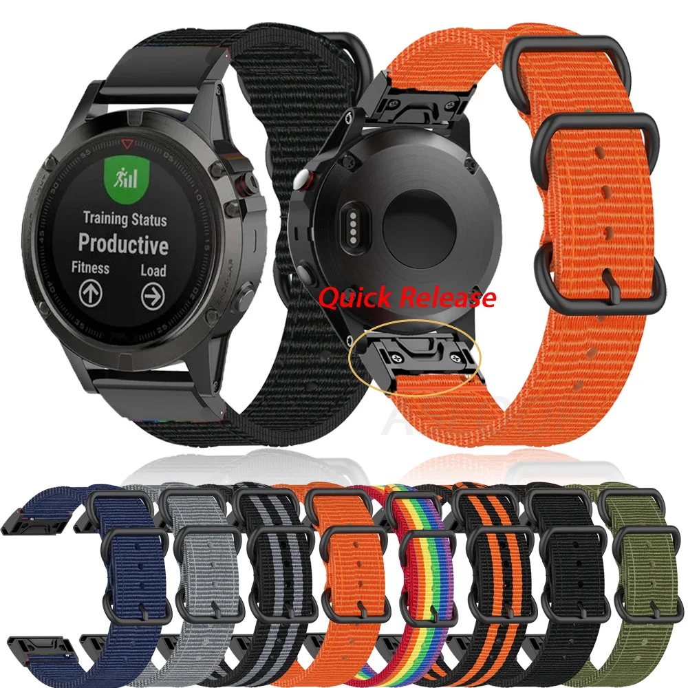 

Watchband For Garmin Fenix 6 6X Pro 5 5X Plus 3HR 7 7X Enduro 2 Nylon Quick Release Smartwatch Easyfit 26 22mm Wrist Band Strap