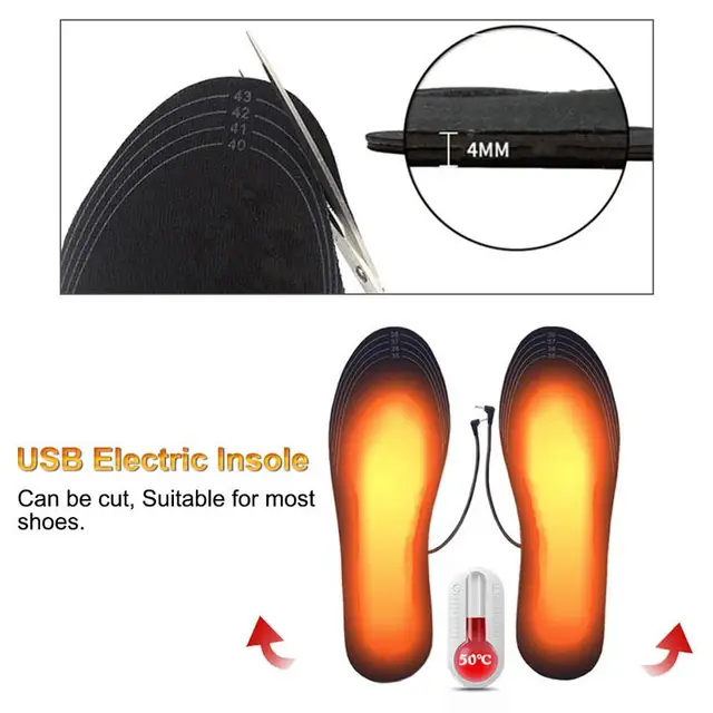 Fűtött Cipőbetétek Újratölthető Elektromos Usb Talpbetéthő -Hőkibékség Láb Melegebb Szabadtéri Vadászathoz Halászat Túrázáshoz - Image 5
