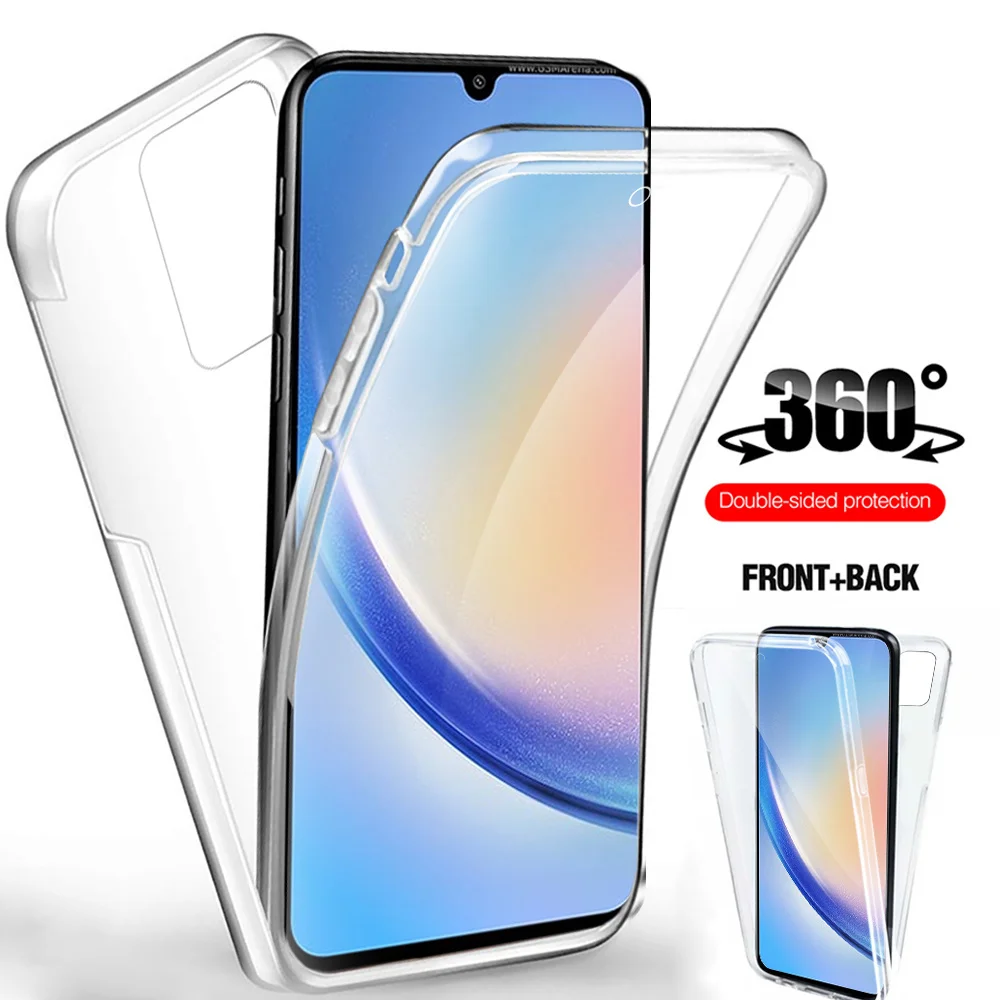 Smsung A34 Fundas 360 ° Silicone Tpu Anteriore + Custodia Posteriore Per Pc Per Samsung Galaxy A34 A 34 Doppia Protezione Trasparente Copertura Comple
