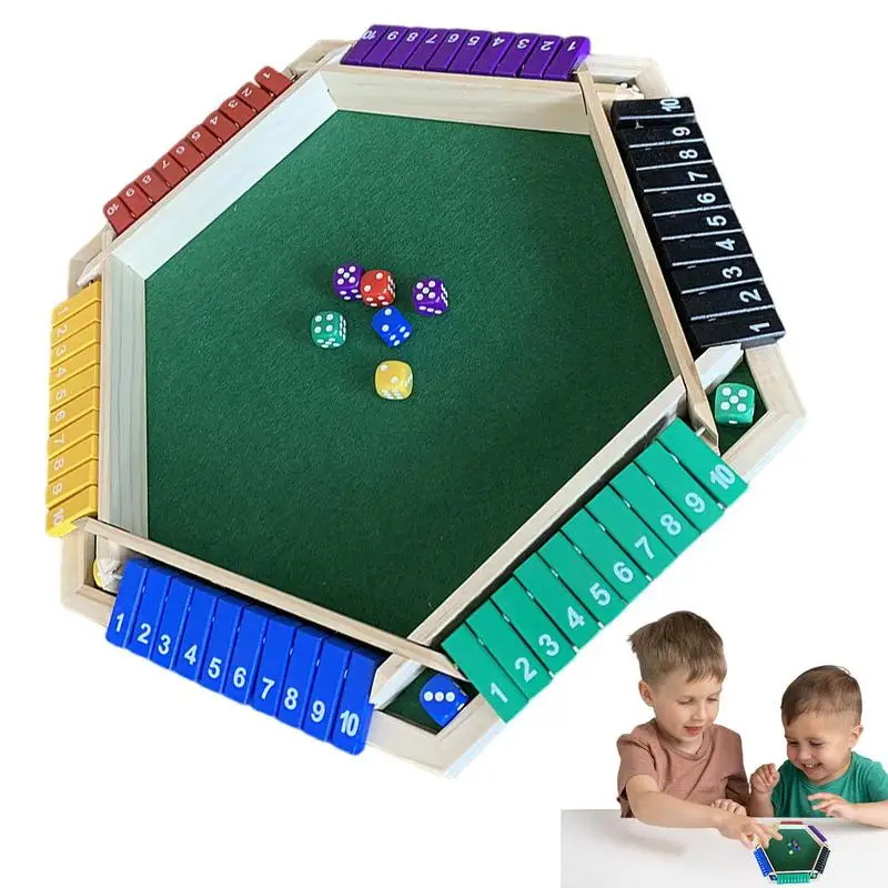 

Dice Rolling Tray Players Shut The Box Dice Game Wooden Waterproof Game Classics Tabletop Version Pub Board Game 6 Players For