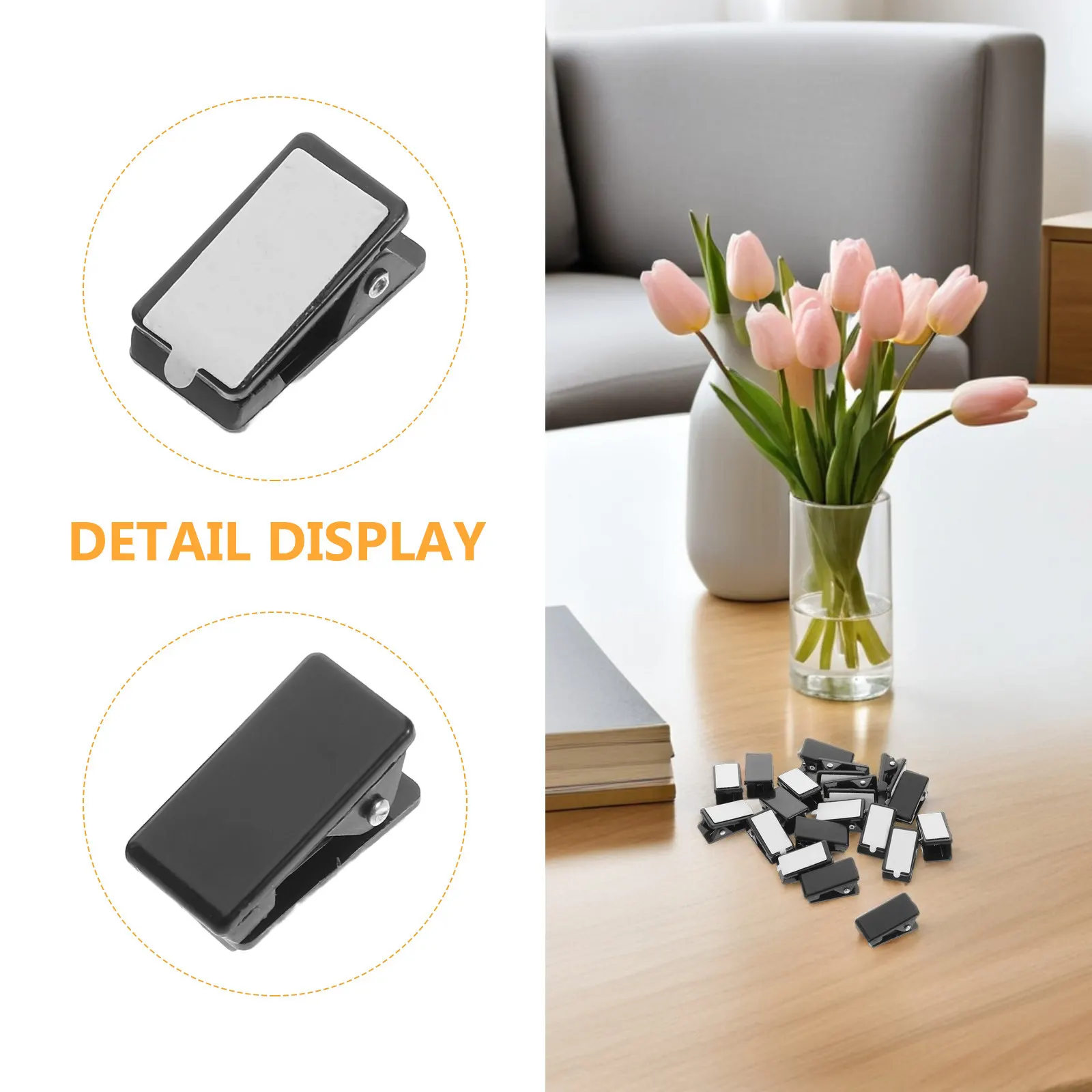 20Pcs 블랙 미니 접착식 벽 클립 포스터용 스프링 장착형 스티커 사진 클립 사무실 파일 노트 홈 스쿨 조직