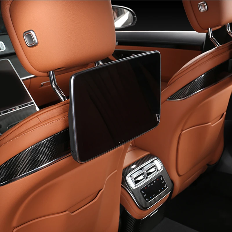 

W223 Carbon Fiber Car Seat Rear Display Trim Interior Accessories For Maybach S480 AMG S400L S450L Mercedes S Class 2021