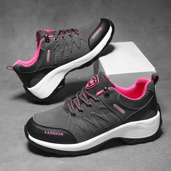 여성용 블랙 미끄럼 방지 하이킹 신발, 야외 탐험 및 여행에 적합한 야외 워킹 슈즈, 무료 배송