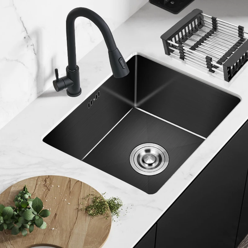 

Nano Handmade Small Water Channel Single Sink 304 Stainless Steel Mini Bar Washing Basin Balcony Kitchen