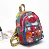Women's Backpack Soft Genuine Sheepskin Leather Girls Patchwork Portable Colorful Street Travel Bags 6