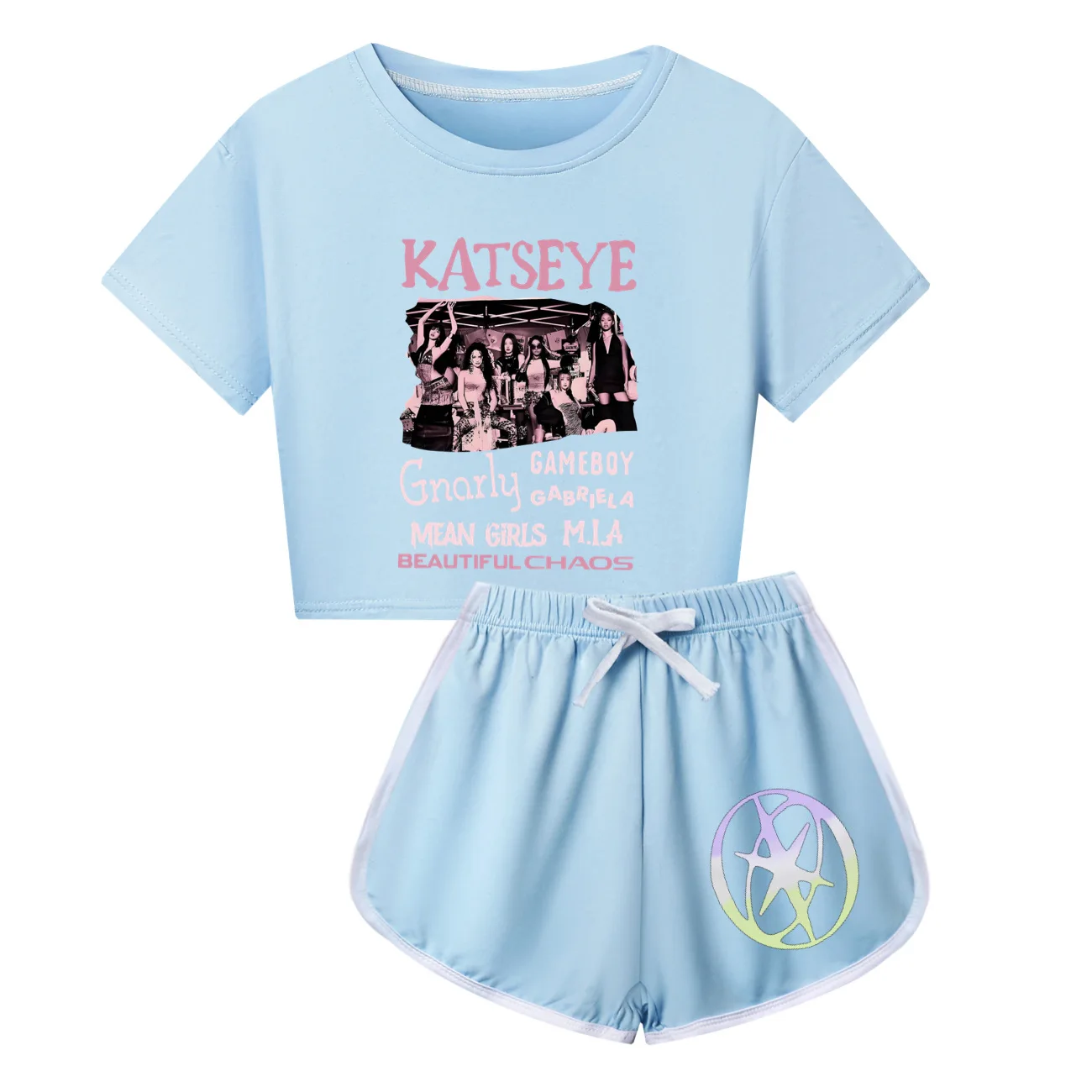 Katseye Lustiges Print-Kostüm für Kinder, Kleidung für Jungen und Mädchen, kurzärmeliges T-Shirt + Shorts, Sportbekleidung, Cartoon-Kinderpyjama 5296 – Detail 15