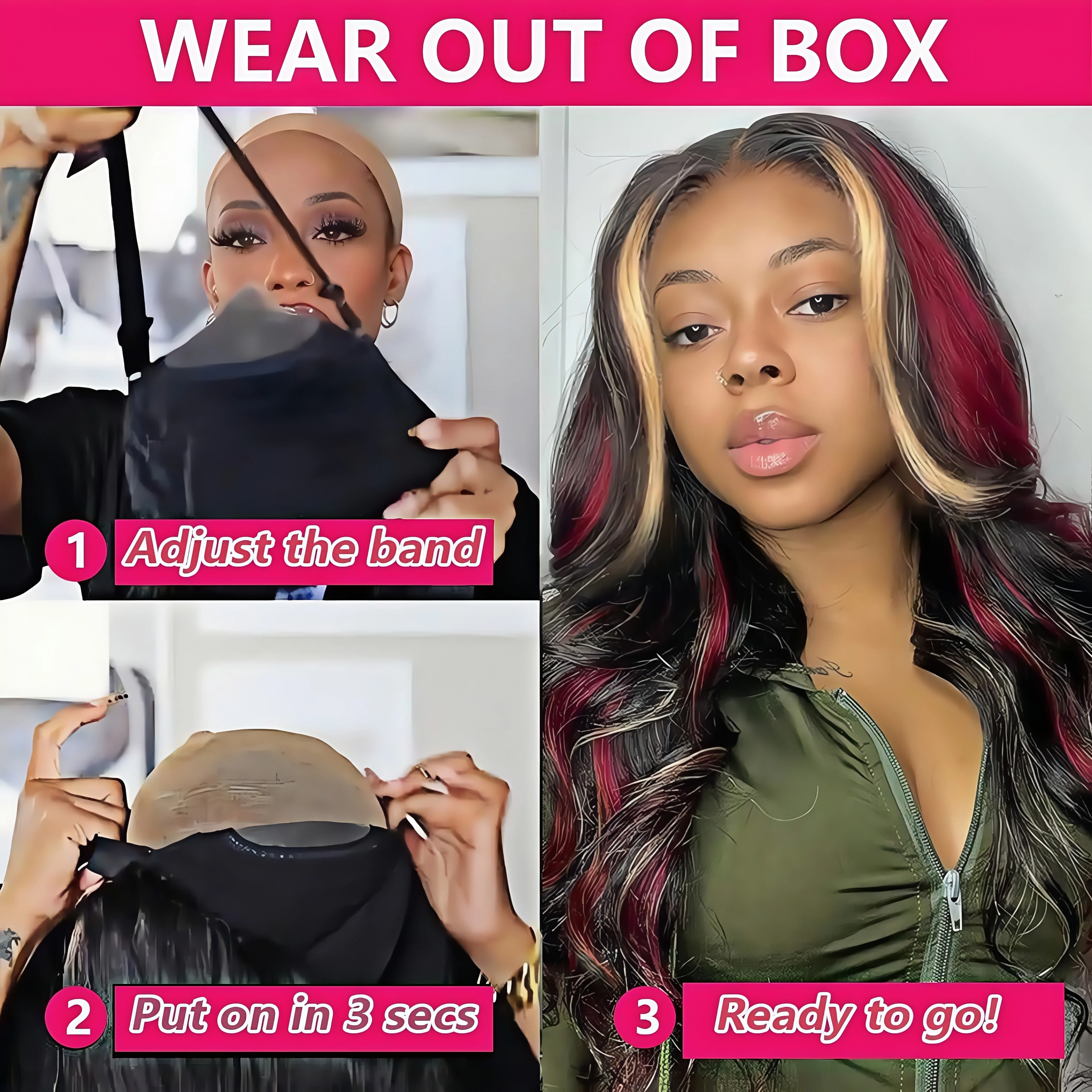 1B/99J/27 Omber black hair with red blonde Highlight 5x5 Hd Lace Closure Body Wave Wig Human Hair 99J Glueless Wig Ready To Wear 4
