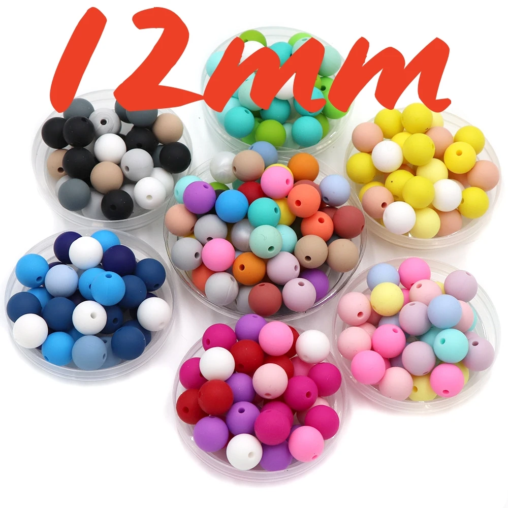 Silicone Baby Beads Round Teether Teething Beads DIY Pacifier Chain Necklace Pendant Toys BPA Free Baby 20pcs 12mm teething toys silicone teething toys baby teething toys silicone beads silicone teether silicone teething beads sensory chew necklaces silicone jewelry accessories