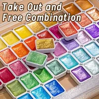 24-180color metallic watercolor paint set, portable and lightweight, high solid pigment, starry sky tones, suitable for artists 2