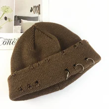 

Winter Harajuku Women Skullies Knitted Fashion Warm Thick Hat Autumn Hip Hop Hole Beanies Unisex Basic Cap