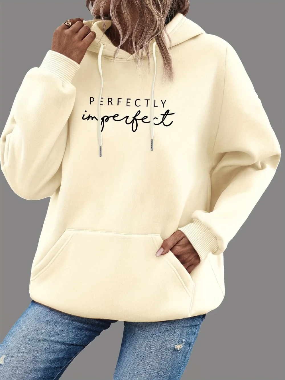 Women's Casual Pullover Hoodie with Letter Print Polyester, Long Sleeve Autumn/Winter Fashion Pullover Sweatshirt 2