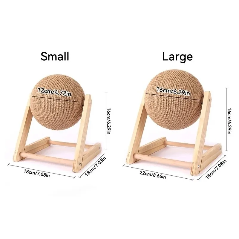 Cat Toy Cratchers Ball Sisal and Wood Stable Triangle Indoor Stuff Sturdy Scratching Cool Scratch on Stand Spin