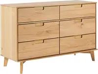 Modern Grooved Handle Wood 6-Drawer Dresser, 52 Inch, Natural Pine 1