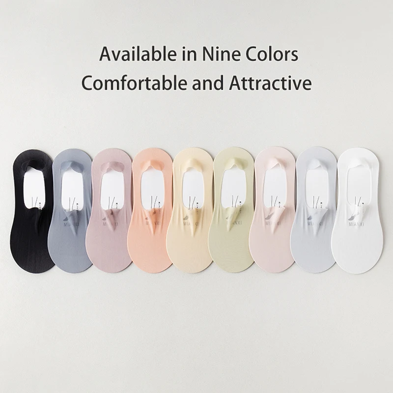 5 Pairs of Women's Spring and Summer Ultra-thin Simple and Fashionable Solid Color Breathable Mesh Anti-falling Invisible Socks 2