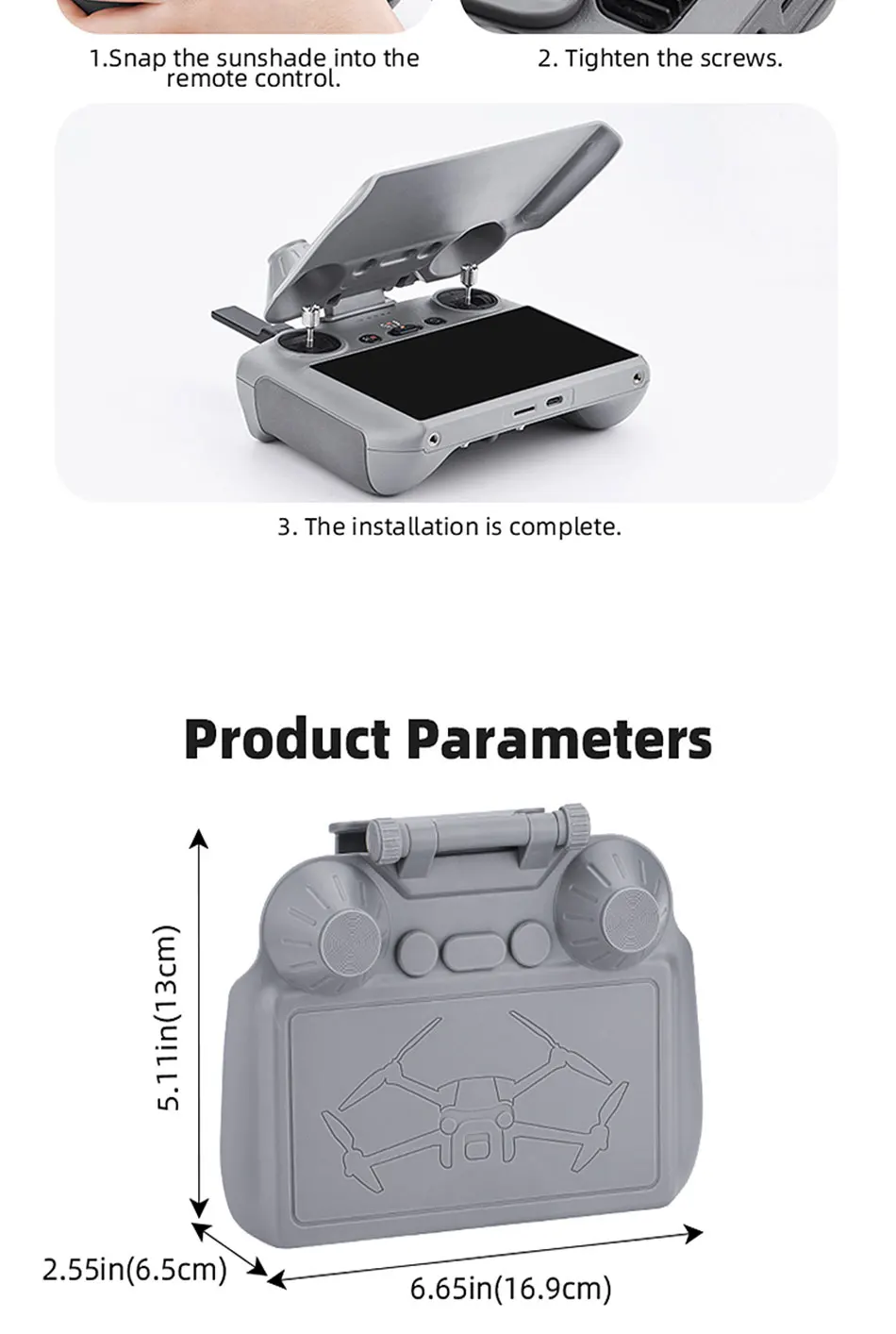 MYOBO-Displayschutzfolie und Sonnenschutz für DJI RC 1/2 Fernbedienung, Zubehör für DJI Mini Mavic Air 3S Drohnen-Fernsteuerung – Detail 15