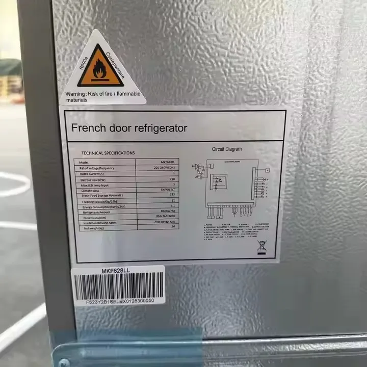 Premium Stainless Steel Double-Door Household Fridge Refrigerator Top-Freezer Electric Power Portable Installation for Hotels