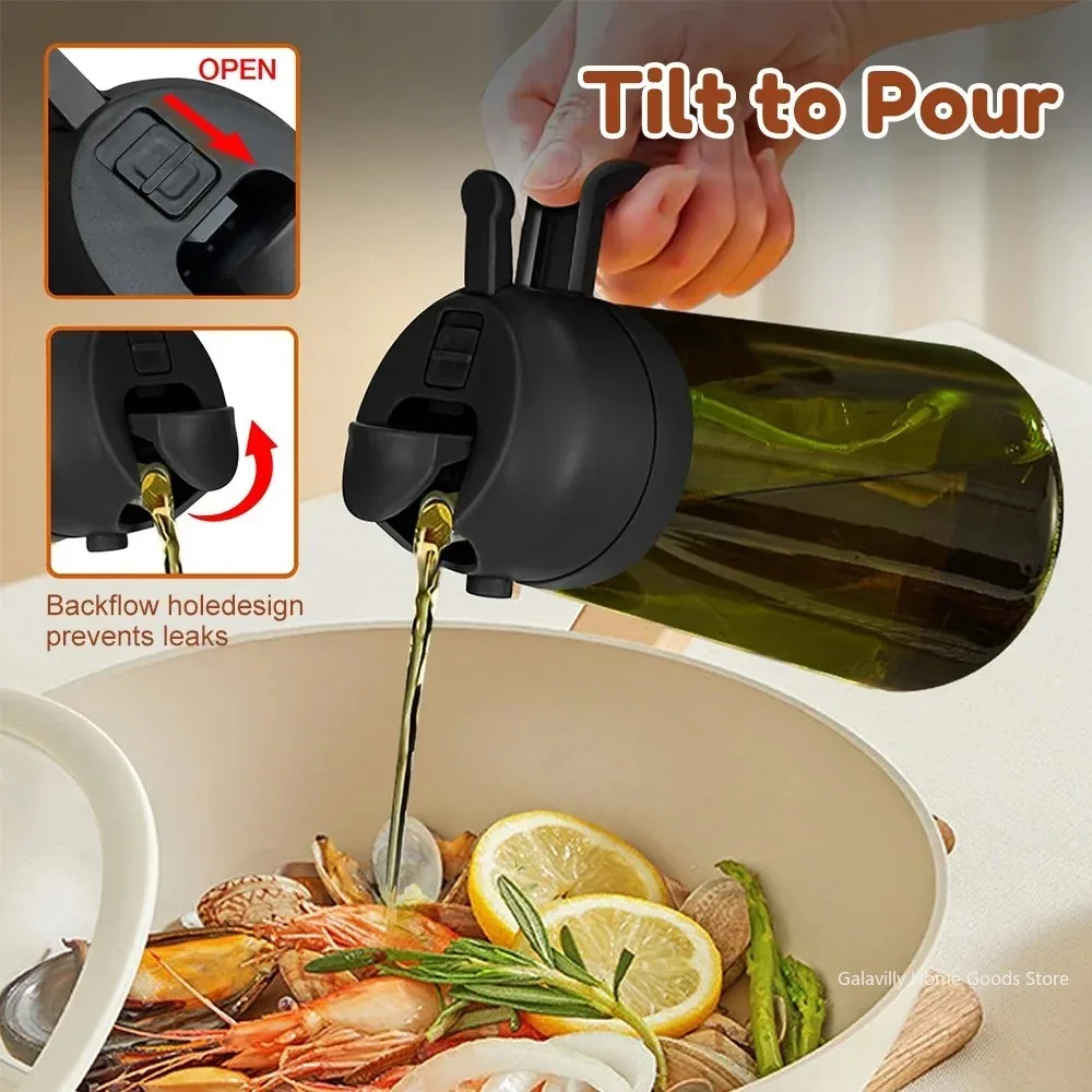 Light-Blocking Dark Green Glass Oil Sprayer - 16oz/470ML Olive Oil Dispenser