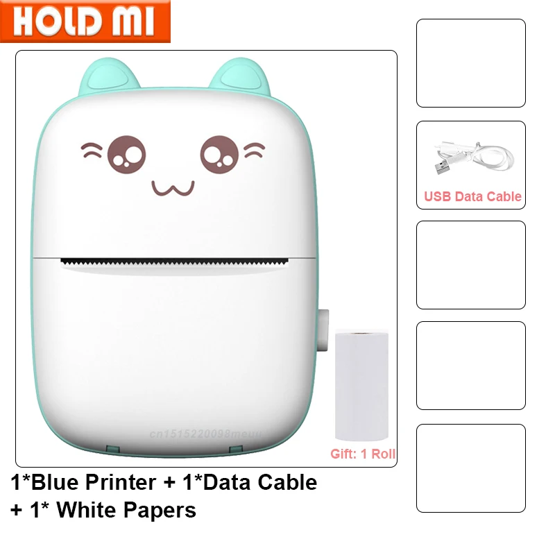 Portable Thermal Mini Printer MINI CAT Print sticker color Paper Photo Pocket 57mm Printing Wireless support Android IOS phones canon small photo printer Printers