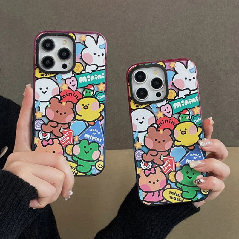 

Animal Friend 2.0 Acrylic Colorful Border Phone Case Cover for IPhone 11 12 13 14 15 Pro Max Case for IPhone 15 Pro Max