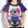 Children's Clothes 3d Print Kawaii Cat Pattern T Shirts Short Sleeve Tops 2024 Kids Clothing Girls Boys Clothes 2 To 8 Years 3
