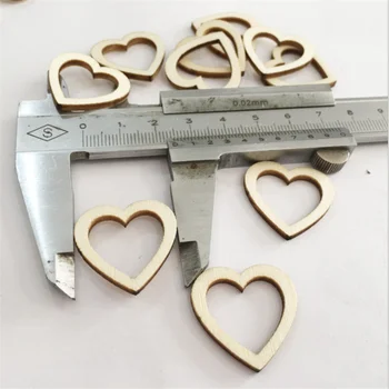 2022 Hot Sale 100pcs Popular Hollow Love Heart Wooden DIY craft Laser Cut Embellishment Craft Decor Ornaments Wedding Decoration