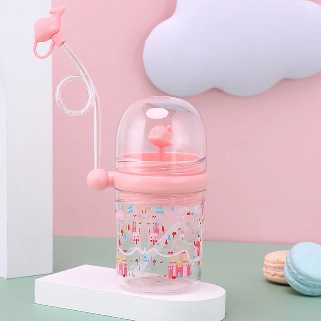 260ml enfants drôle baleine eau Spray tasse à boire dessin animé biberons avec pailles Portable enfants tasses Drinkware tasse eau 4