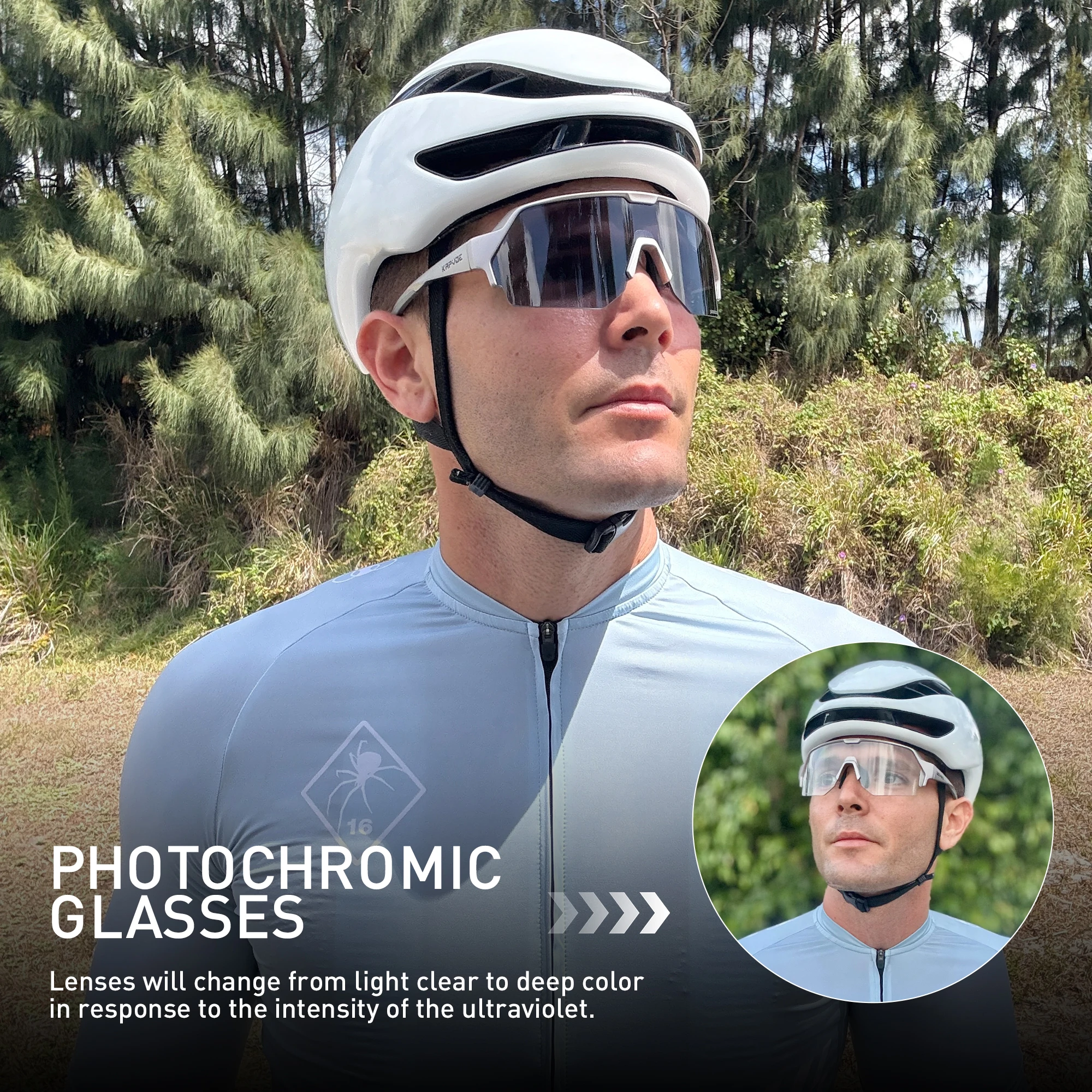 Kapvoe Photochromic Hiking Eyewear Cycling Glasses Bicycle for Outdoor Sports Sunglasses MTB Goggles Bike Men Cycl Equipment