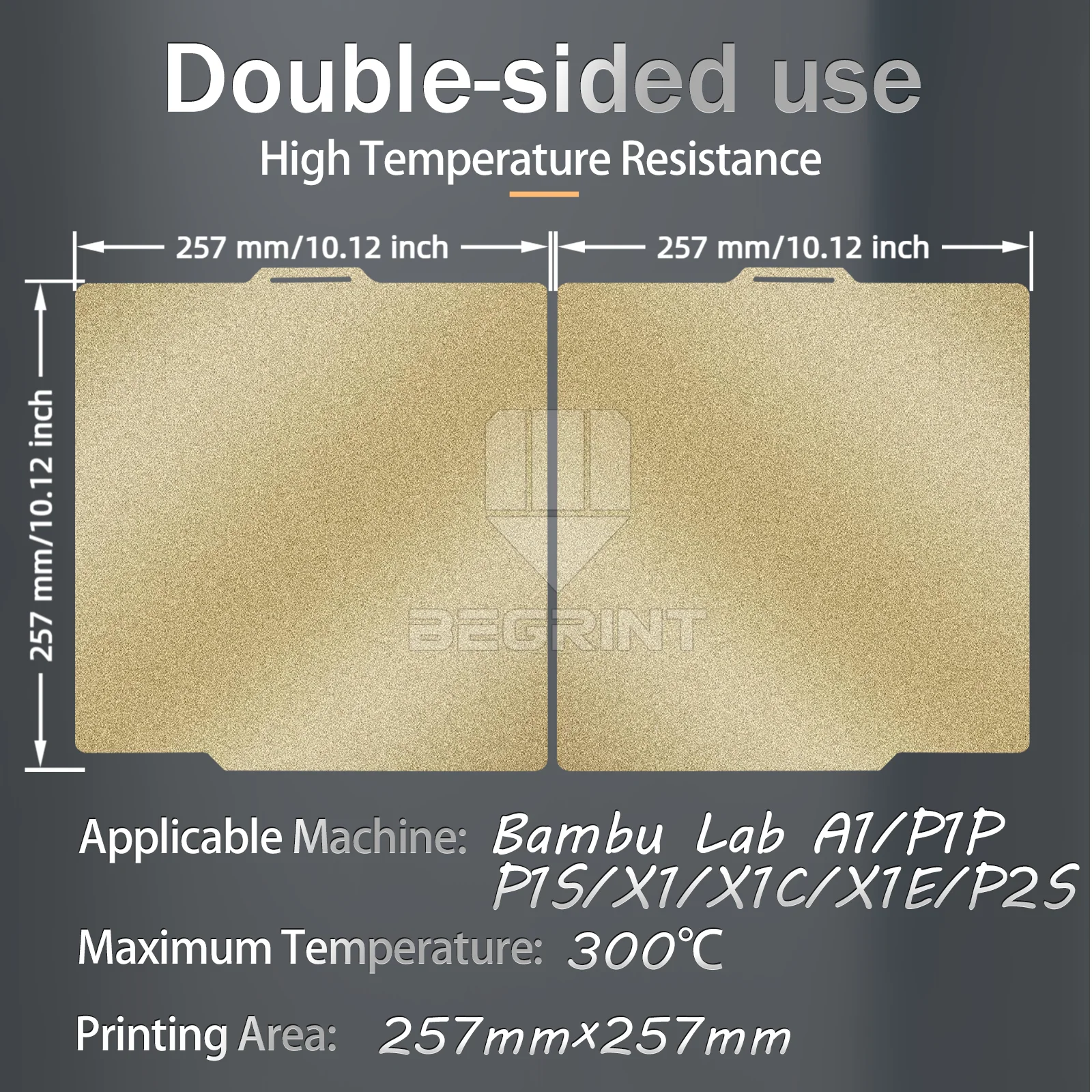 Bambu Lab Textured PEI Build Plate - 257x257mm Spring Steel