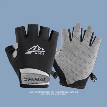 1 Pair Fishing Gloves Outdoor Fishing Waterproof Anti-slip Half Finger Gloves Cycling Running Hunting Fish Equipment Accessories 2