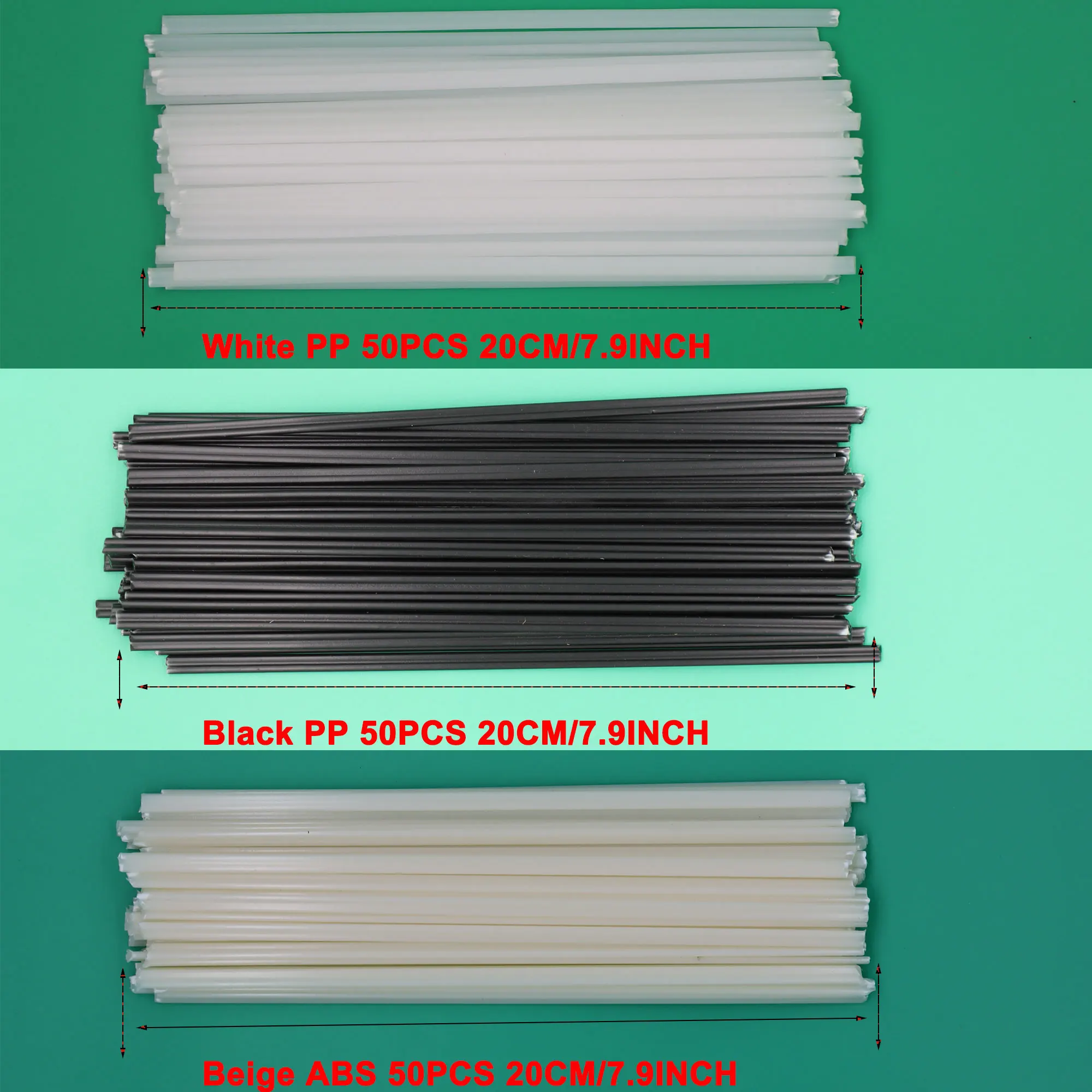 50pcs abs/ PP Polypropylene 20cm Plastic Welding Rods for Car Bumper Repair Tools Hot Air Welder Machine