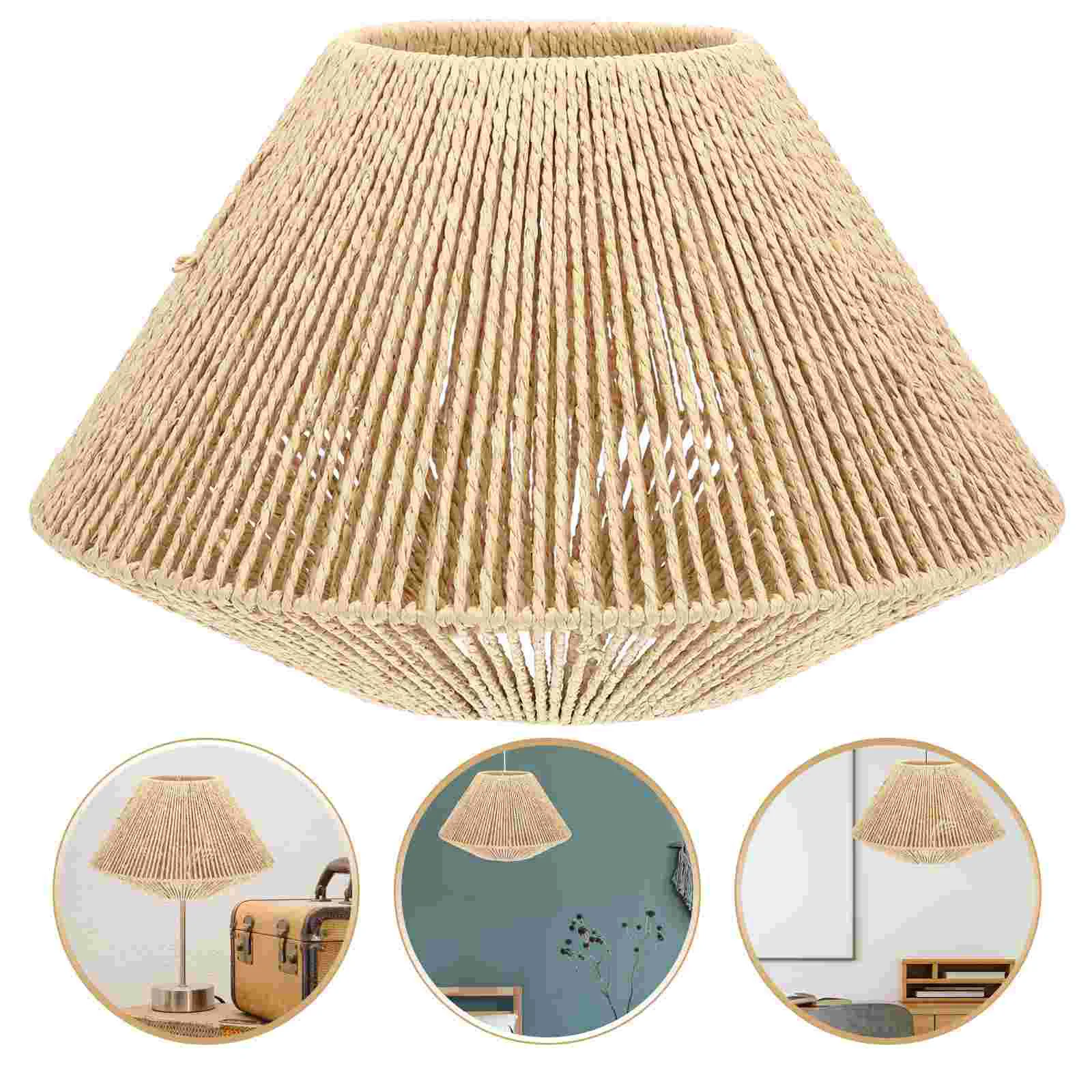 

Woven Light Bulbss Lampshade Rattan Weave Chandelier Lampcover Hanging Lamp Ceiling Lamps Living Room Bedroom Home