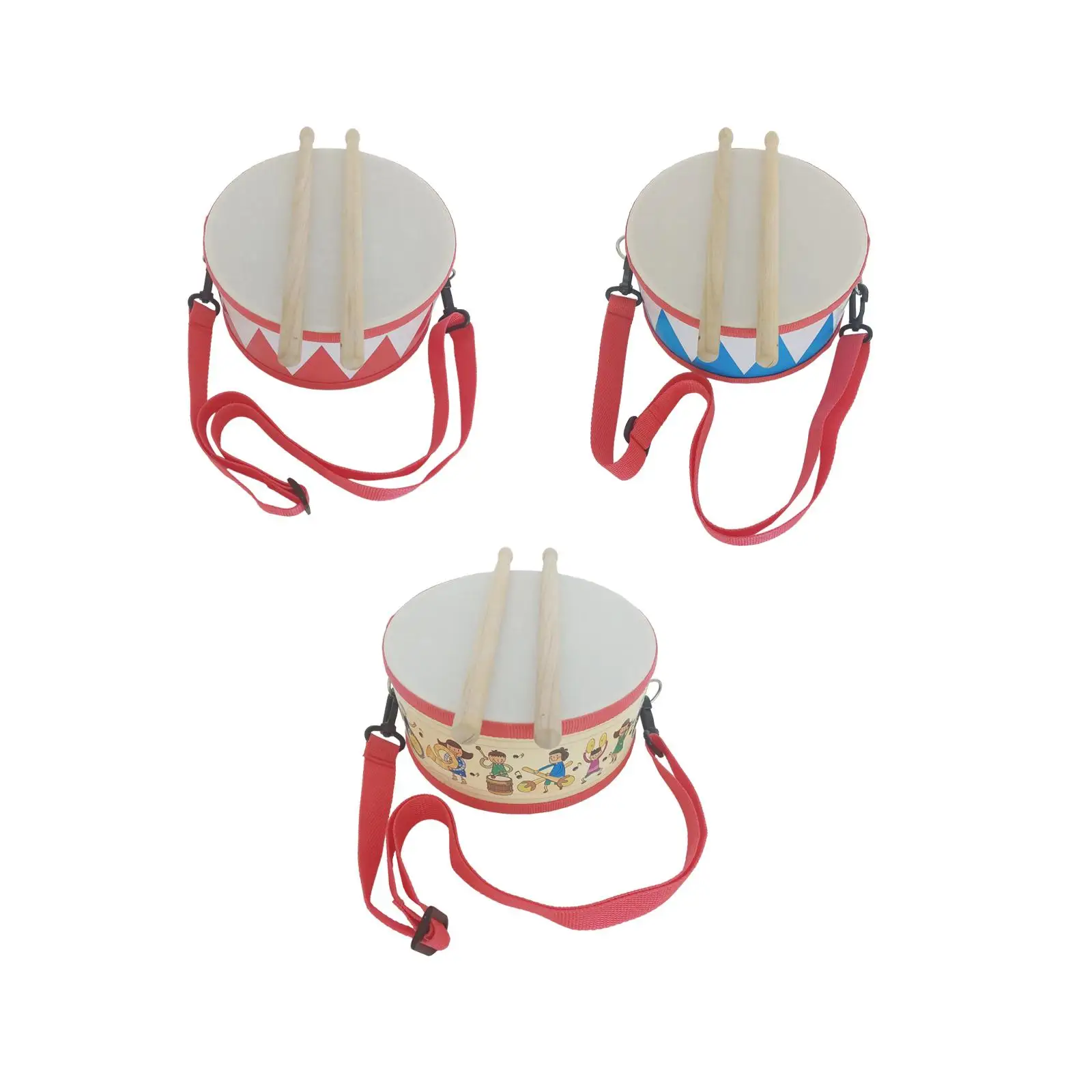 Kids Drum Set Valentines Day Gifts Enhance Fine Motor Skill Birthday Gift Sensory 8 inch Wooden Drum Toys Baby Musical Toys