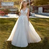 Customized ZJ6006 2024 Shiny Boho Wedding Dresses V-Neck Sparkly Lace Glitter Tulle Bride Gowns With Venice Applique 1