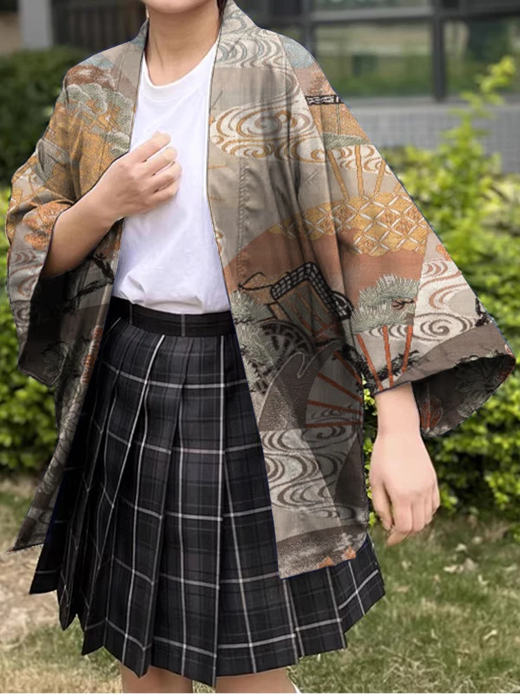 Japanese Traditional Women's Kimono National Style Print Comfortable Summer Cardigan Breathable