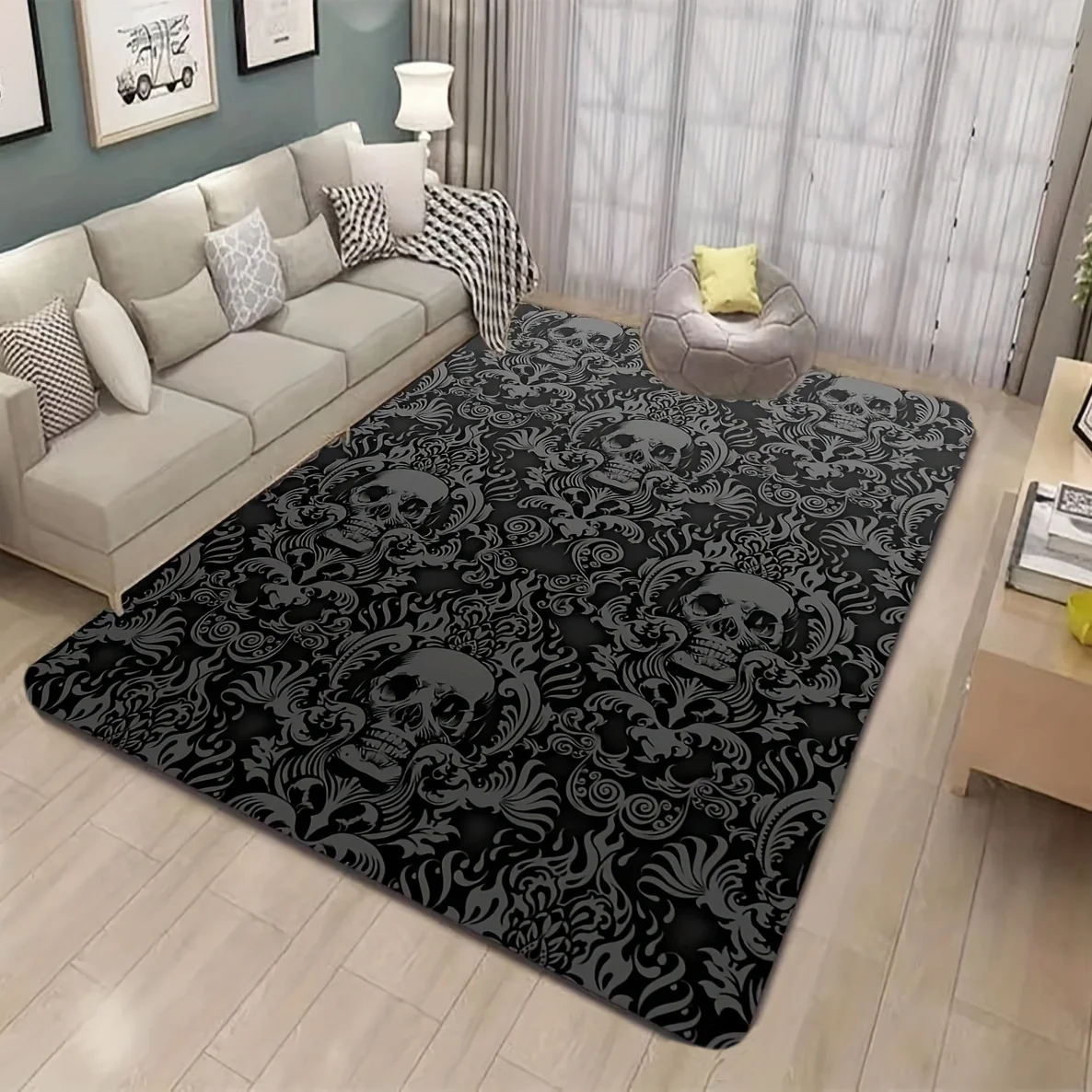 Halloween Skull Gothic Carpet for Living Room Decor Sofa Table Large Area Rugs Bedroom Bedside Floor Mat Hallway Balcony Mat 2