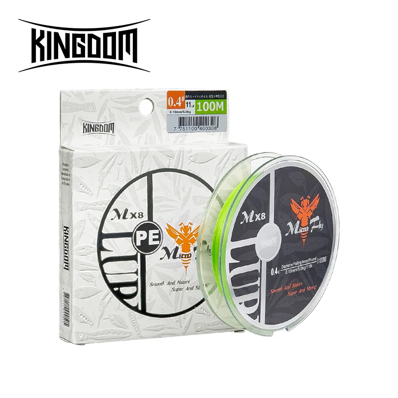 Kingdom Micro Fly 100M 150M Braid PE Fishing Line 8 Strand 0.2#/0.4#/0.6#  9-12LB Far Casting Distance Super Stiff&Strong