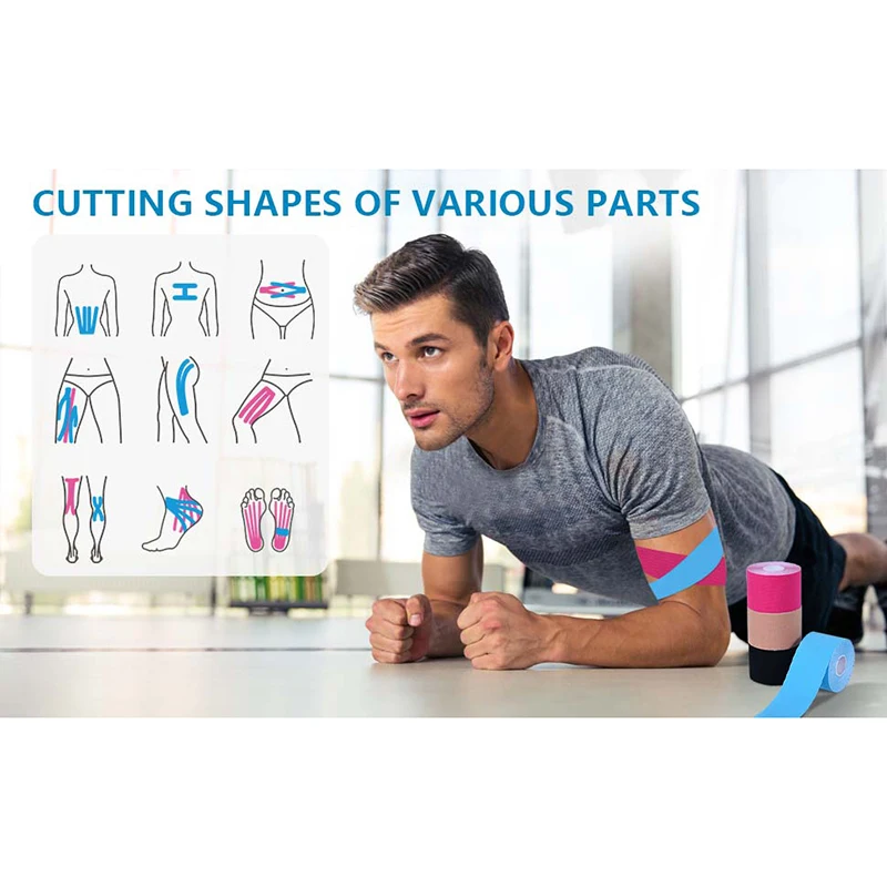 5cm*5m Sports Kinesiology Tape Elastic Bandage Tapes Waterproof For Ankle Wrists Knees Running Football Sport Braces Supports