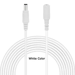 Versatile DC Power Extension Cable - Male to Female Connector 2.1mm x 5.5mm, Multiple Lengths - White/Black (DC 5m White)