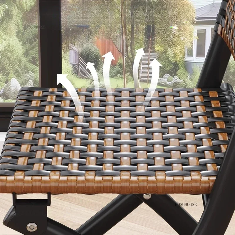 Japanese Leisure Garden Chairs for Courtyard Folding Backrest Chair Light Luxury Single Rattan Garden Furniture Sets for Fishing